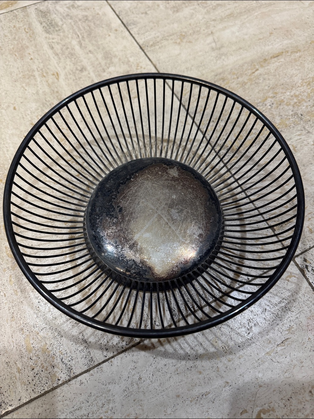 Gorham Silver-Toned Hammered Plated Tray Marked "Imported From Italy"